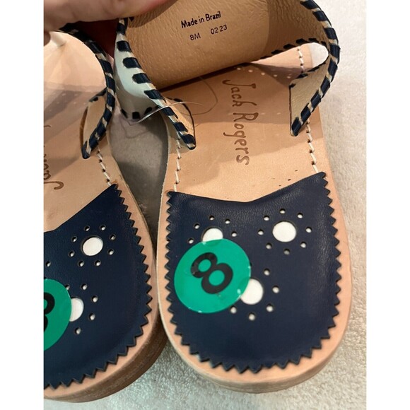 Jack Rogers Pickleball Sandals Thong Size 8 Embroidered Leather Patriotic NEW - Picture 8 of 8